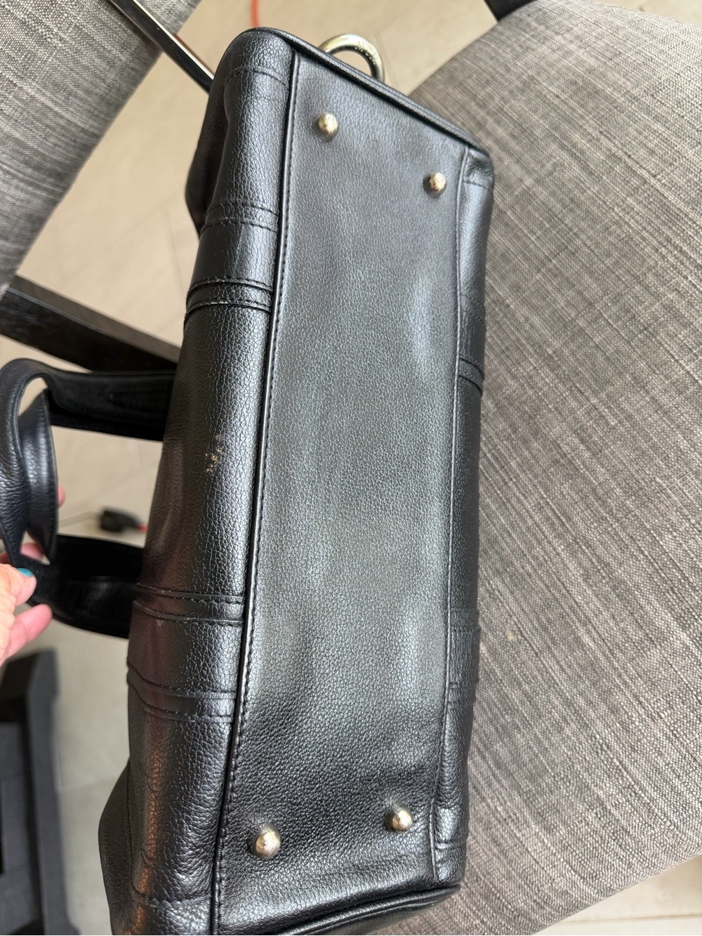MCM Black Leather Barrel Shoulder Bag with Silver Accents - Picture 9 of 12